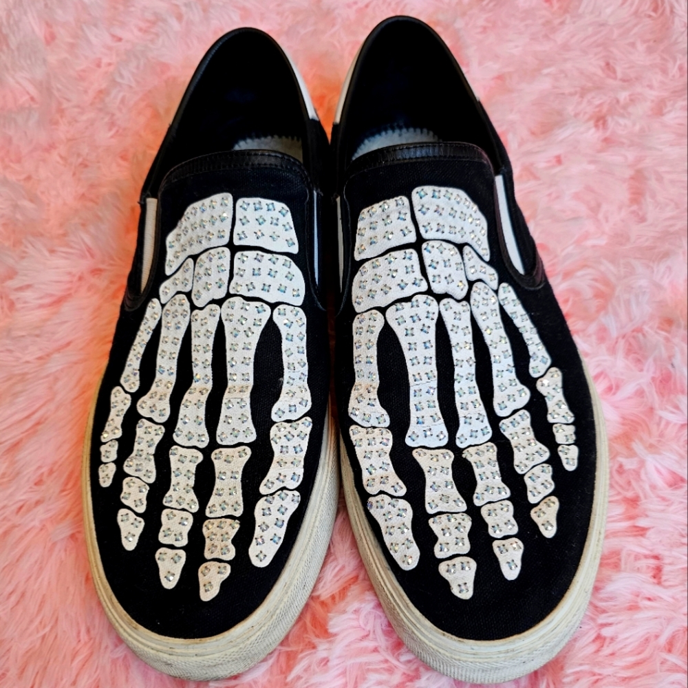 Amiri Crystal embellished Skel-toe slip-on sneakers